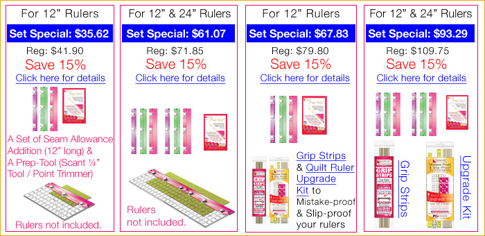 Finished Size Quiltig Sets for regular acrylic rulers by Guidelines4Quilting
