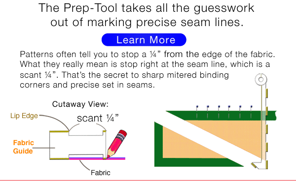 Sewing, Measuring and Marking Scant Quarter Inch Seam Allowances using the Prep-Tool by Guidelines4Quilting